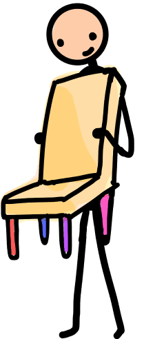 Helper holding a chair